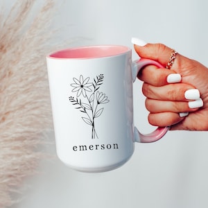 Birth Flower Mug Name Mug Wildflower Mug Floral Mug Personalized Gift Bridesmaid Gifts Flower Mug Customizable Mug Gift Mothers Day Gift Mug