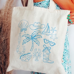 Customized Tote Coastal Cowgirl Tote Personalized Coastal Bachelorette Tote Bag Coastal Bridesmaid Gift Beach Bag Coastal Granddaughter