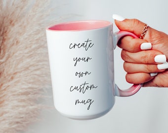Custom Text Mug Personalized Name Mug Cute Pink Mug Design Your Own Mug Custom Mother's Day Gift Personalized Gift Custom Logo Mug Name Mug