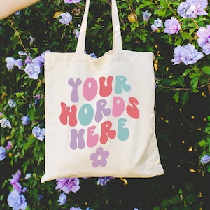 Bolsa personalizada, bolsa de mano personalizada, bolsa de mano con texto personalizado, regalo de cumpleaños personalizado para ella, regalo para mejores amigas, bolsa de mano de playa, bolsa de mano preppy