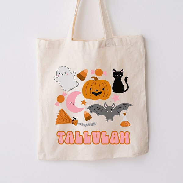 Personalized Trick or Treat Bag Halloween Candy Bag Custom Trick or Treat Bag Halloween Tote Bag Trick or Treat Tote Custom Halloween Bag