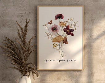 Christian Wall Art Printable Grace Upon Grace Printable Bible Verse Printable Scripture Wall Art Christian Prints Bible Verse Poster
