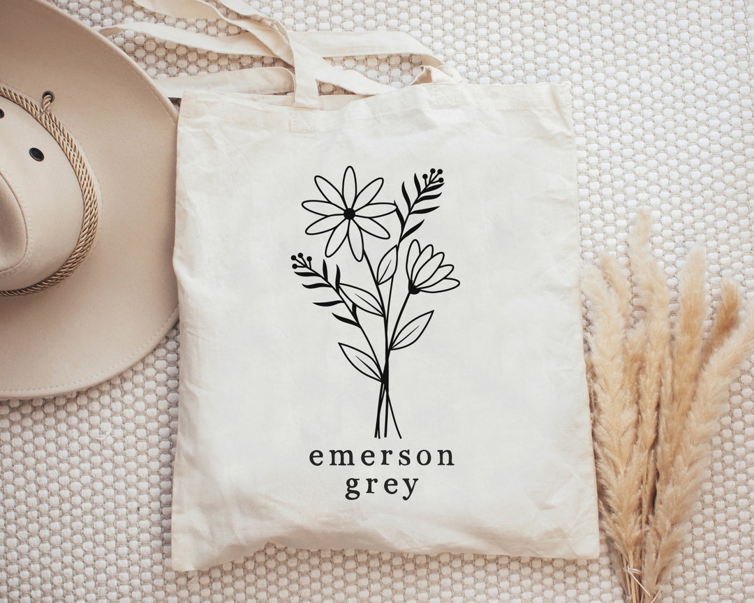 Birth Flower Tote Custom Tote Bag Floral Tote Bag Personalized Tote Bag ...