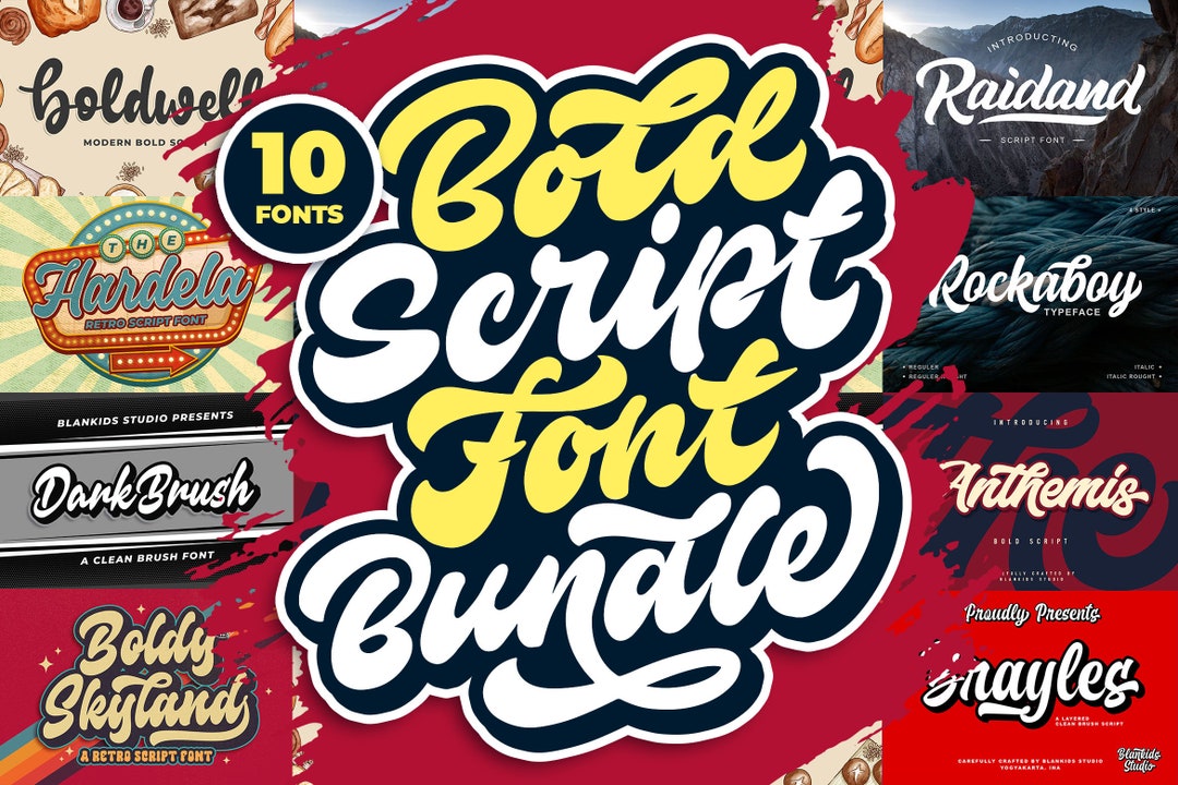 Bold Script Font Bundle Font SVG Modern Font Dfx Otf Ttf instant ...