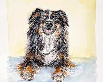 CUSTOM Original Watercolor  Pet Painting.