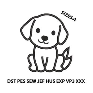 Cute Puppy Embroidery Design Dog Embroidery Design Computer Embroidery Digital file 4 Sizes