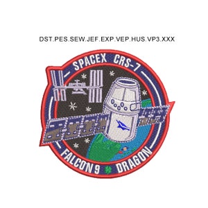 spacex falcon 9 Embroidery design digital file embroidery machine dst pes sew jef hus exp vep vp3