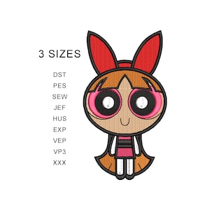 blossom powerpuff girls embroidery design digital file for embroidery machine sizes 4x8 5x10 6x12 cm dst pes sew jef hus exp vep vp3 xxx