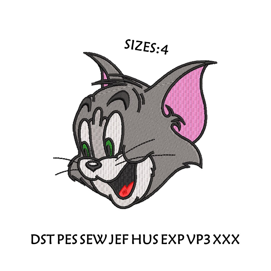 Tom Cat Face Embroidery Design: Cartoon Character (digital File) - Etsy