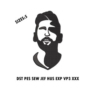 Messi Embroidery Design Digital file Computer Embroidery Machine Sizes 5 dst pes sew jef hus exp vp3 xxx