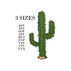 Puede incluir: Diseño de bordado de cactus verde en tres tamaños: DST, PES, SEW, JEF, HUS, EXP, VEP, VP3, XXX.