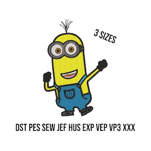 Minion Embroidery Design Computer Embroidery Machine Digital File Embroidery formats dst pes sew jef hus exp vep vp3 xxx size 4 5 6 inches