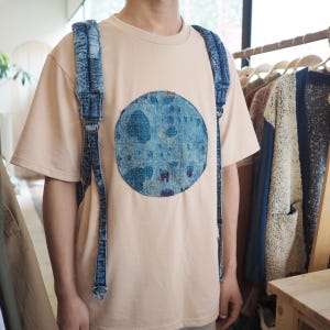 Indigo dyed patchwork t-shirt / Boro handcrafted / Comfortable