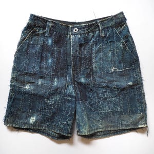 Indigo short pants - Handcrafted /boro technique / vintage style