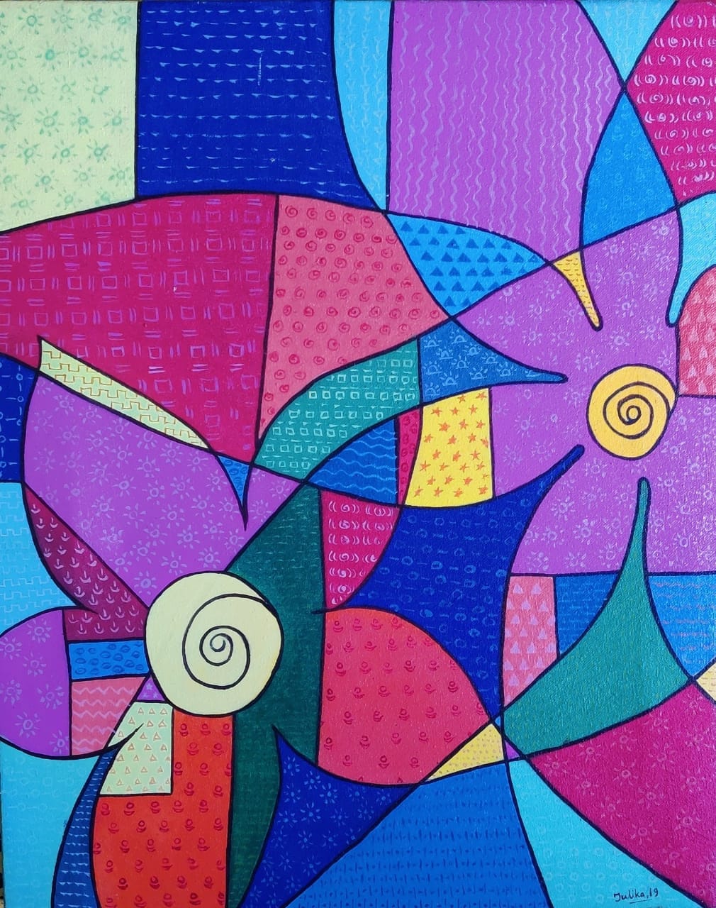 Floral pattern acrylic painting on canvas for home and office Etsy