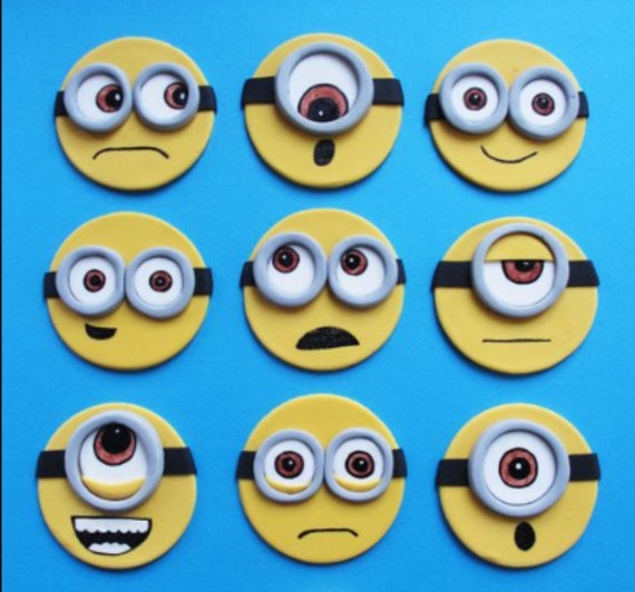 Minion Fondant Cupcake Toppers Etsy