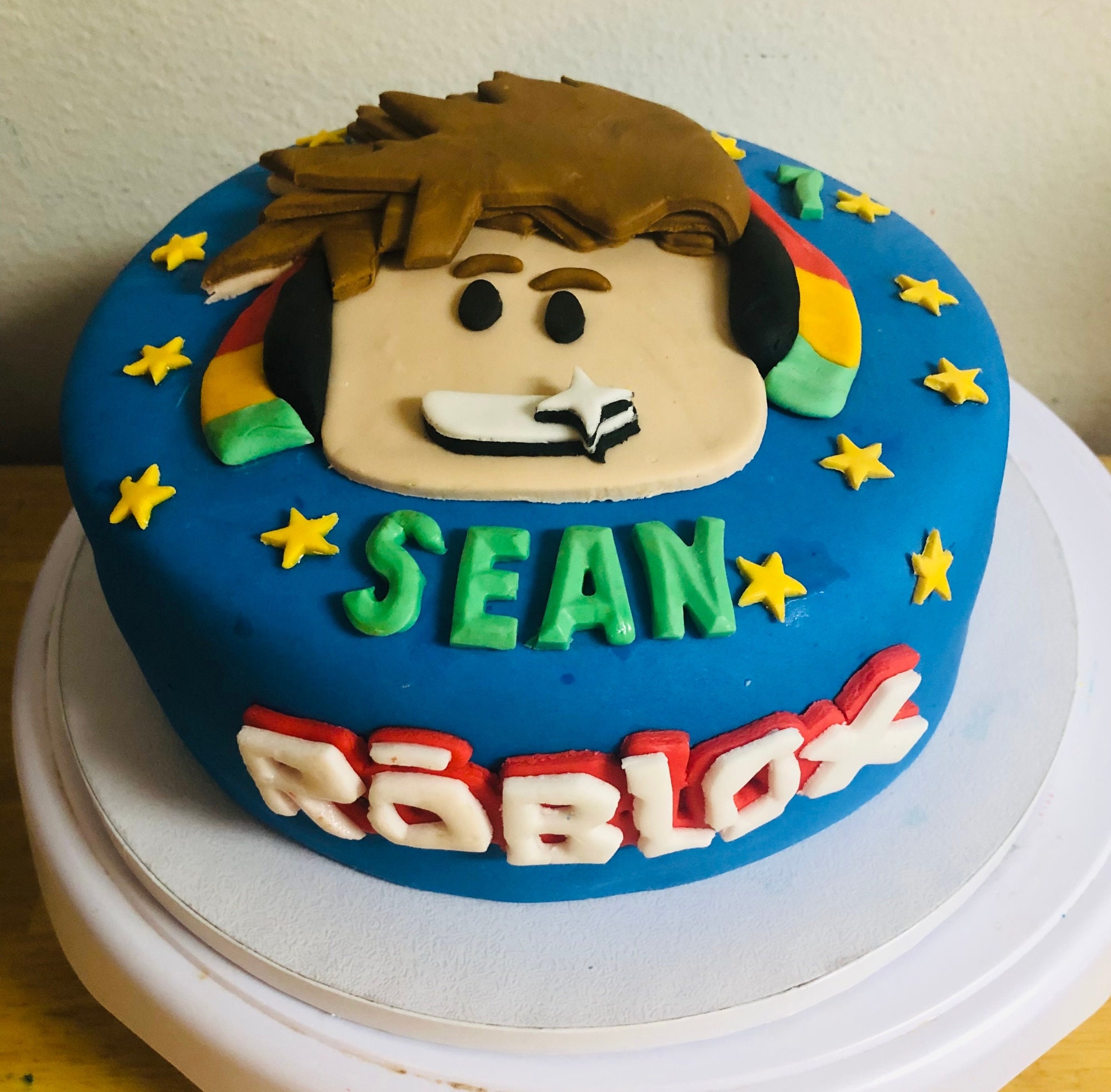 Roblox Blue Hair Guy Precut  Edible Icing Images – Edible Cake