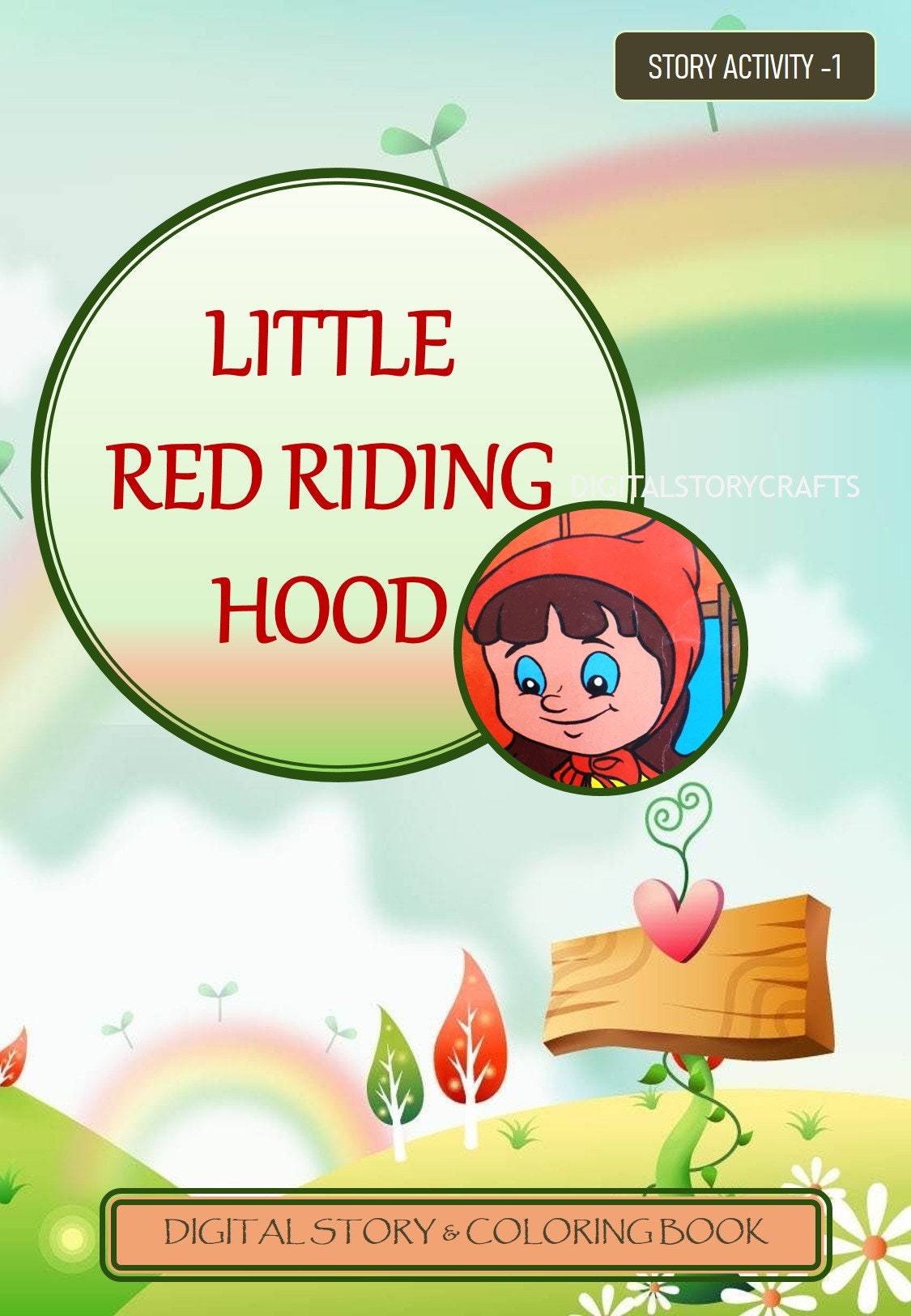 Digital Coloring And Story Book Little Red Riding Hood Etsy