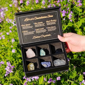 Aovila Libra Crystals Gift Box Set Zodiac Crystal Set Astrology Gift Libra Birthday Gift with Personalized Zodiac Sign Box