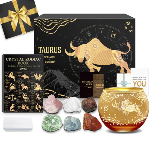 Taurus Birthday Gifts for Women Taurus Candle Holder Crystals Birthstones Gifts Box Set Zodiac Astrology Gifts for Her Mother Sister Friends