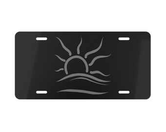 Gray on Black Naturist Symbol Vanity Plate 12" X 6"