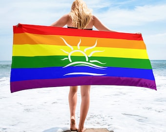 Pride mit Naturist Logo Strandtuch