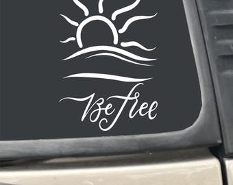 Naturist Nudist Symbol Be Free 4" x "6 White Vinyl Transfer Sticker Decal