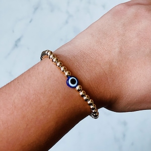 Gold Filled Evil Eye Bracelet, Minimalist Evil Eye Bracelet, Bracelet With Evil Eye, Evil Eye Bracelet Gold Filled, Evil Eye Beaded Bracelet