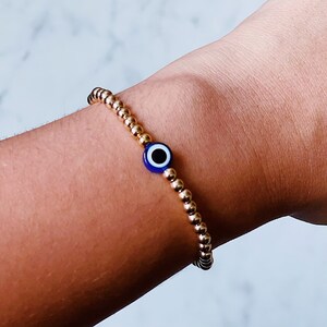Evil Eye Bracelet Gold Filled, Evil Eye Beaded Bracelet, Evil Eye Bracelet Gold Beaded, Evil Eye Stretch Bracelet, Beaded Evil Eye Bracelet