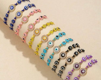 Evil eye bracelet, Evil eye handmade beaded bracelets, Turkish evil eye, evil eye charm, color evil eye, blue evil eye
