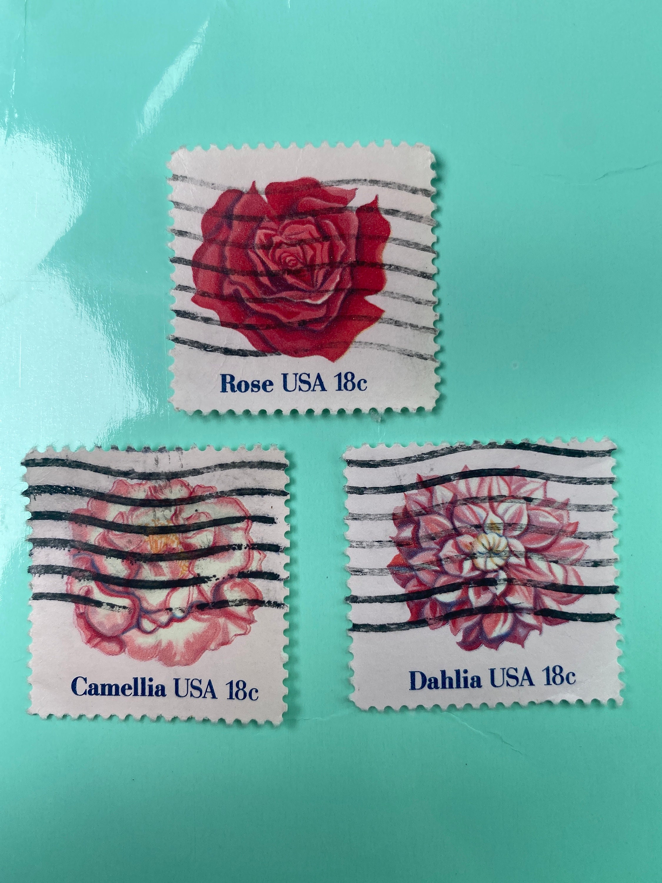 Collectible 18 Cent Flower Stamps Etsy