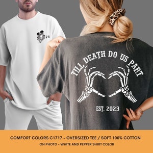 Til Death Do Us Part First Anniversary Couple Shirts / est Shirt, Matching Couple Tees, Skeleton Skull Alternative Goth Bride Shirt CPL45CC