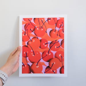 Cherry Art Print | Minimal Fruit Illustration Wall Decor