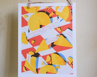 Fortune Cookie Whimsical Art Print for Kitchen Decor