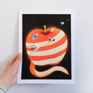 Stampa artistica astratta Apple Mountain / Decorazione murale colorata