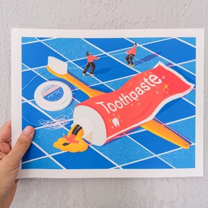 Zahnpflege Zahnpasta Kunstdruck | Badezimmer-Wand-Dekor
