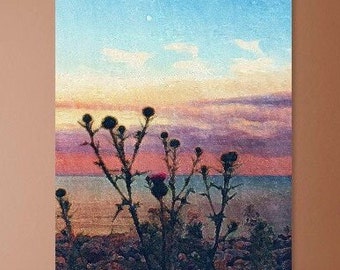 Digital wall art | Wildflower Sunset | Thistle Art print | Wall art | Wildflower painting | Nature painting | Nature lover | Sunset art