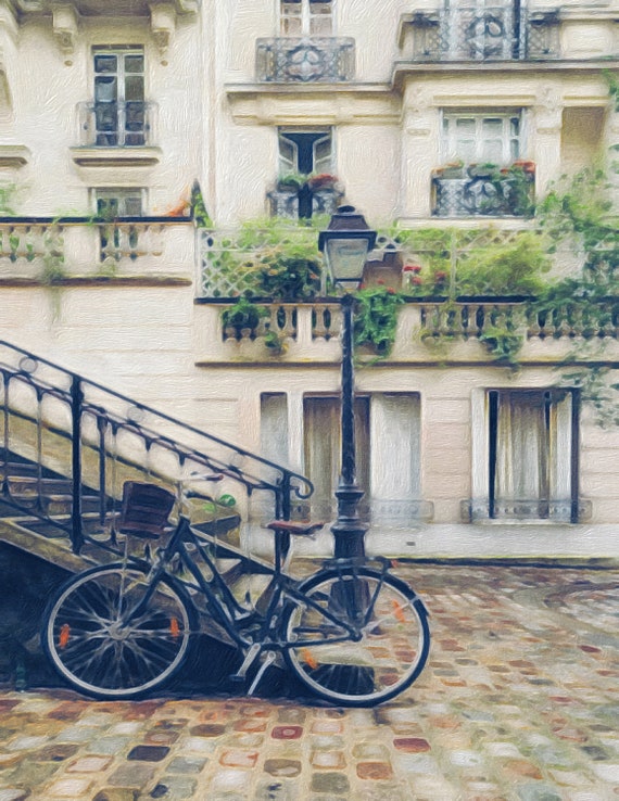 Digital Wall Art Paris Bicycle Parisian Courtyard Paris Etsy