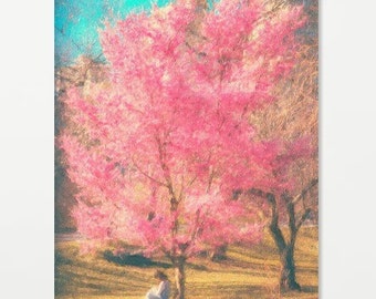 Digital wall art, Central Park, Cherry Blossom Tree, New York City, Art print, Children's Art, Nature painting, Trees, Cherry Tree, Download