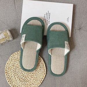 Women Linen Slippers,Handmade Linen Slippers,Home Linen Slippers,Summer Slippers,Indoor Slippers,Unisex Comfy Slippers,Smiley Linen Slippers green