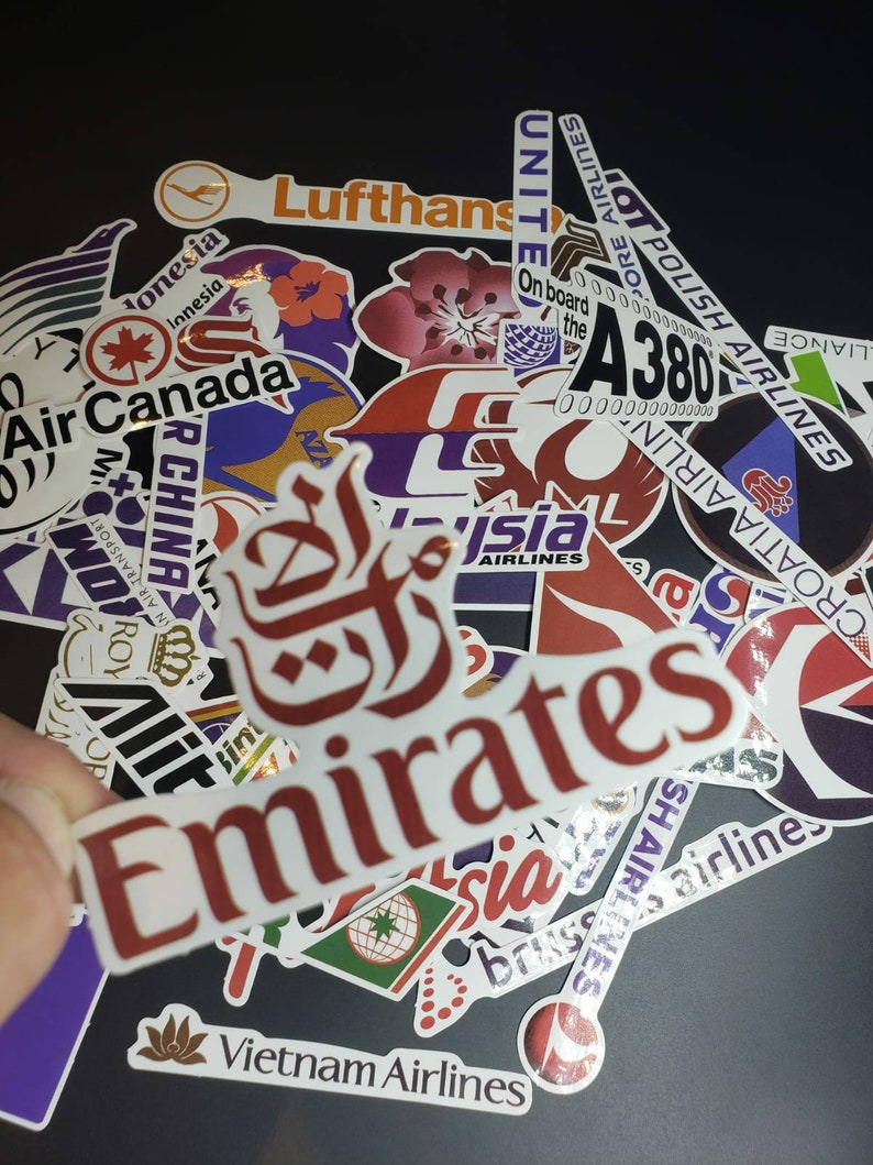 50 Pack Airline Logos Vinyl Stickers. Decal Stickers Hard Hat Etsy