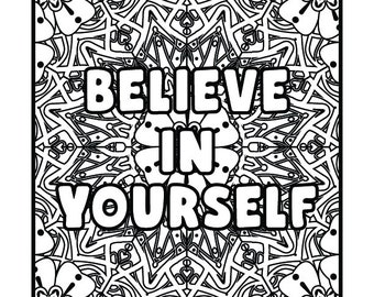 Motivational Coloring Pages for Adults | Printable Inspirational Quotes | Digital Download