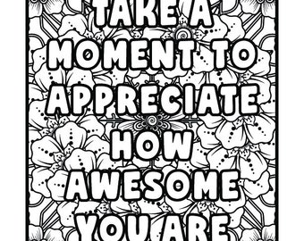 Uplifting Quote Coloring Book for Adults | Inspirational Coloring Pages | Positive Affirmations & Motivational Quotes | Printable Adult Page