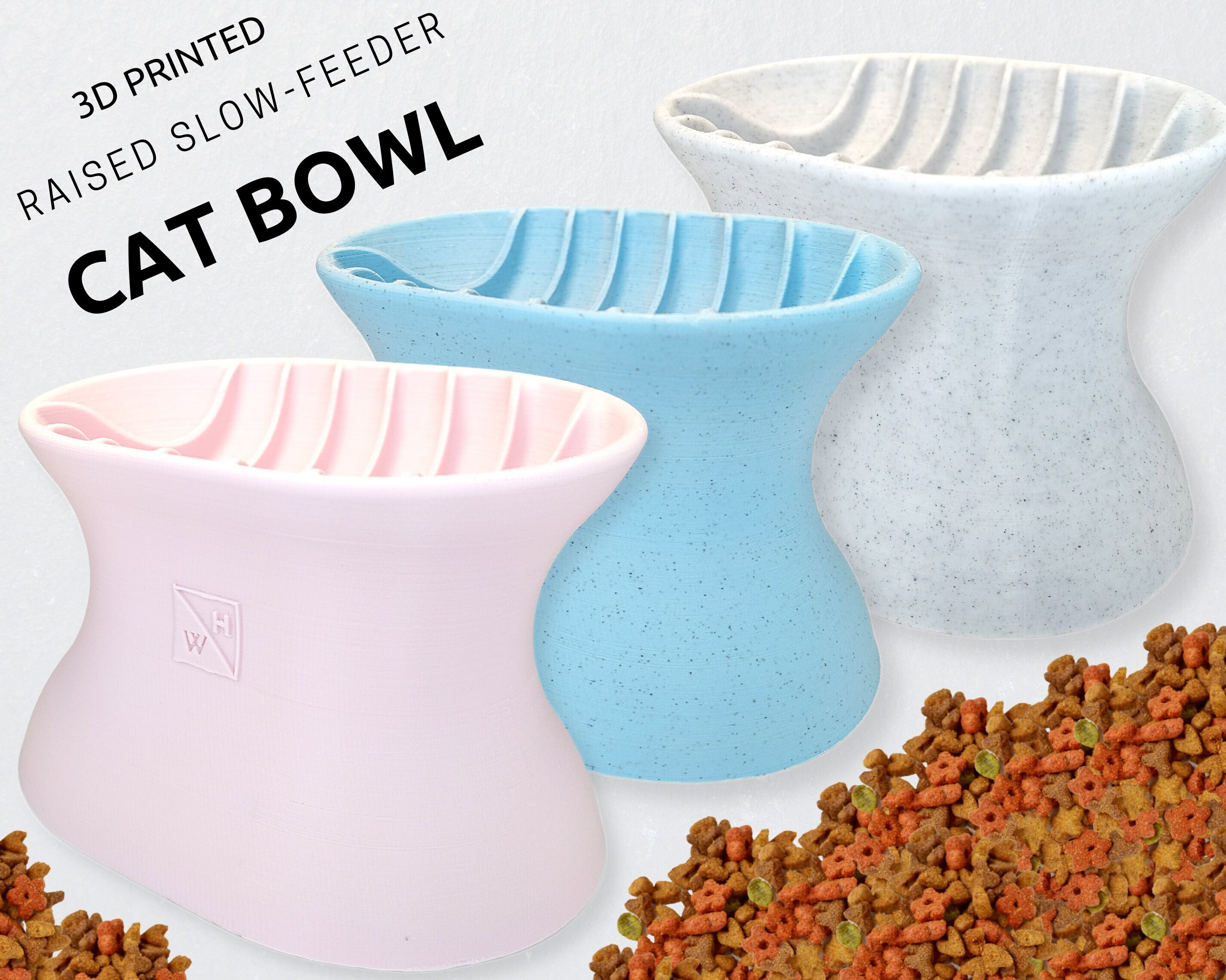 Slow Feeder Cat Bowl,Cat Puzzle Feeder Ceramic Dish with Fish Bone  Design,Fun Interactive Slow