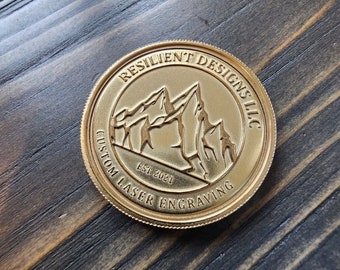 Custom engraved brass challenge coin