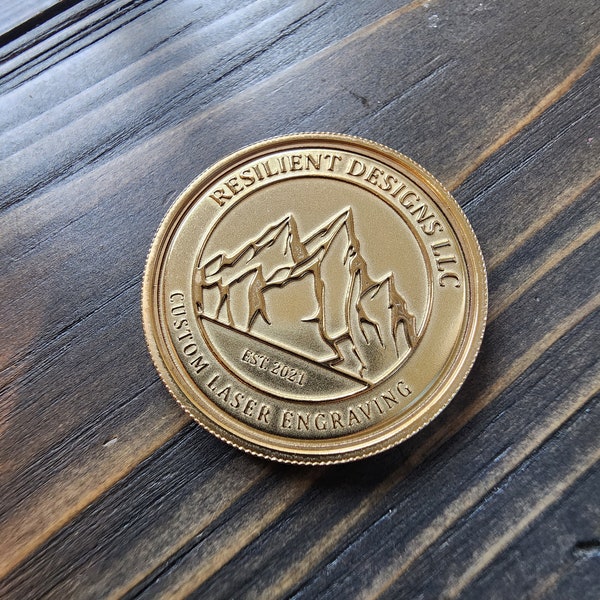 Custom engraved brass challenge coin