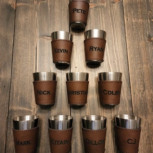 Stainless Steel Shot Glass Leather Wrapped