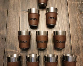 Stainless Steel Shot Glass Leather Wrapped