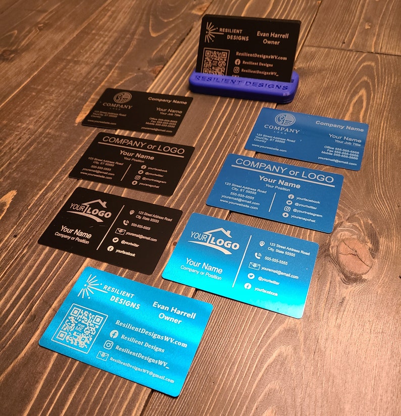 Custom Laser Engraved Metal Business Cards Etsy