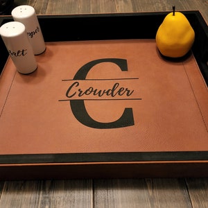 Leather Serving Tray Custom Laser Engraved